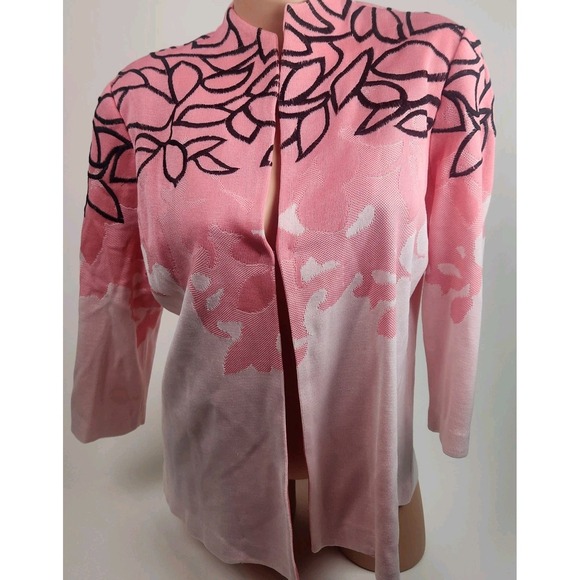 Ming Wang Jacket Open Front Cardigan Pink Black Size XL - Picture 1 of 6